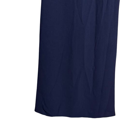 Badgley Mischka Navy Blue Beaded Long Sleeve Bateau Neck Train Gown Size 12 - Picture 14 of 16